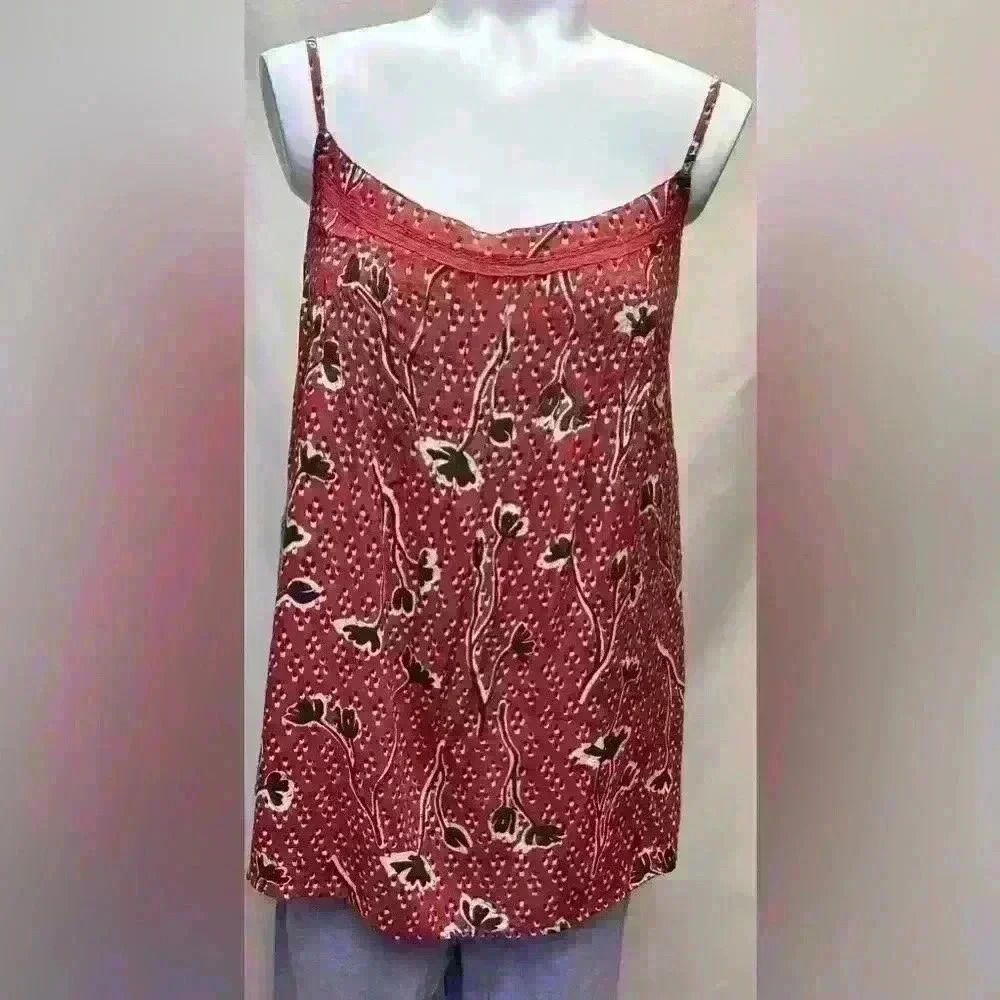 Fat Face FatFace Sian Floral Print Cami Top, Brick Red Size 12 - Picture 1 of 5